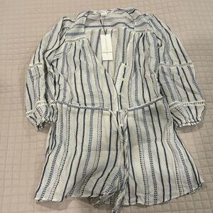 Veronica Beard white and blue romper